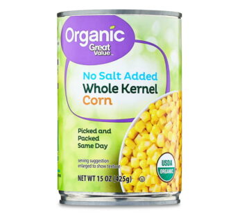 Great Value Organic Whole Kernel Corn, No Salt Added, 15 oz